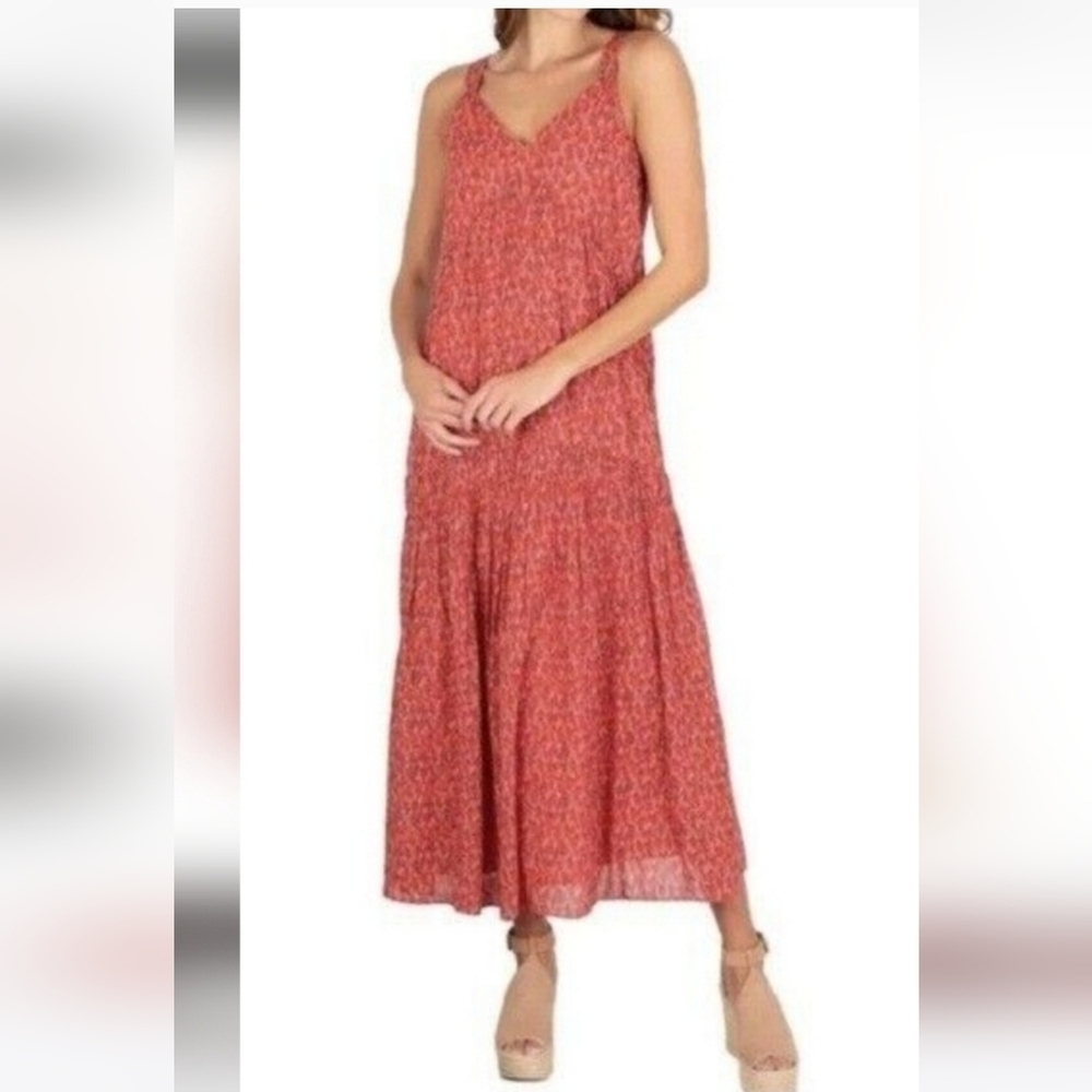 JOIE Bondi V-Neck Tiered Sleeveless Maxi Dress Size XL